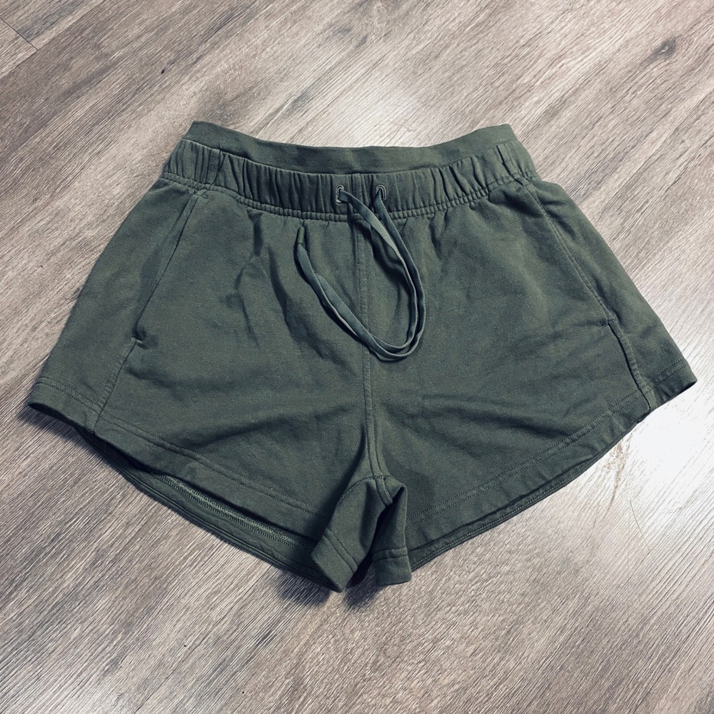 Lululemon Inner Glow High-Rise Short 3" Dark Olive Green French Terry 4 LW7BDRS